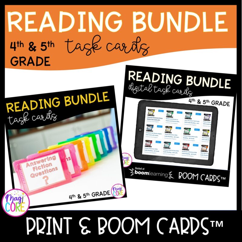 Reading Task Card Bundle - Print and Boom Learning 4th and 5th Grade
