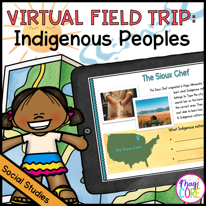 Virtual Field Trip to learn more about the Indigenous Peoples, a tablet showing a preview of "The Sioux Chef"