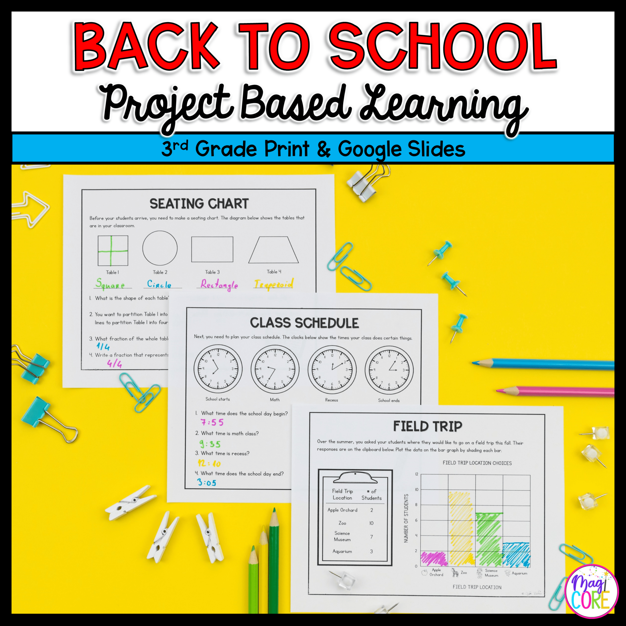 3rd Grade Math Project Learning - Back to School | MagiCore