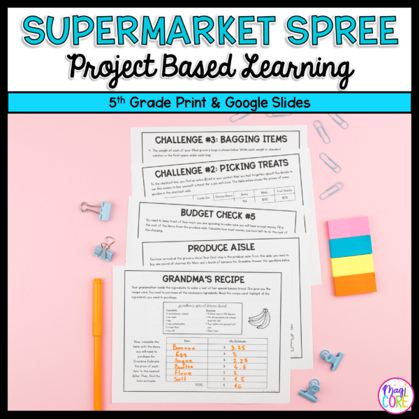 5th Grade Math PBL - Budget & Money Supermarket Spree Project Based Learning