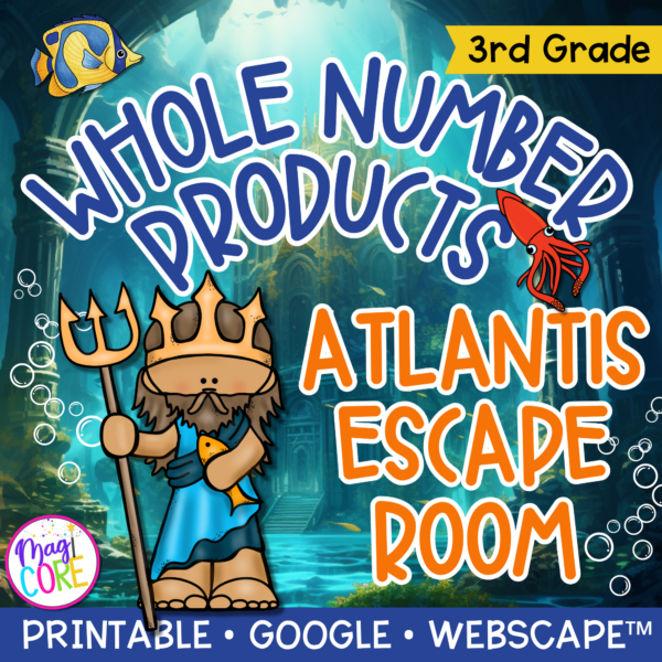 Whole Number Products Atlantis Math Escape Room & Webscape™ - 3rd Grade