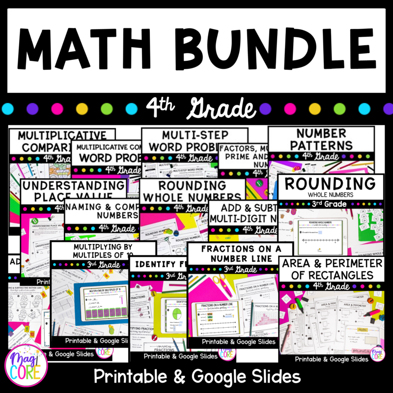 4th Grade Math GROWING Year Long Bundle - Print and Digital
