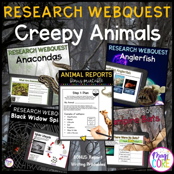 Creepy Animals Digital Research WebQuest BUNDLE - 2nd-5th Grade - Google Slides