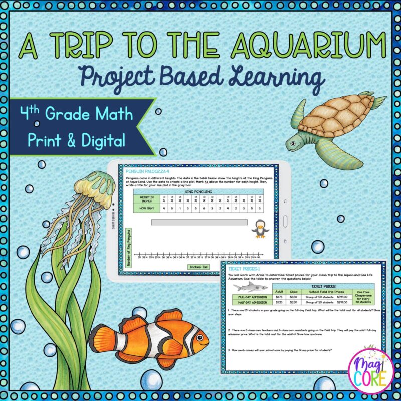 Trip to the Aquarium - Project Based Learning - 4th Grade Math - Print & Digital