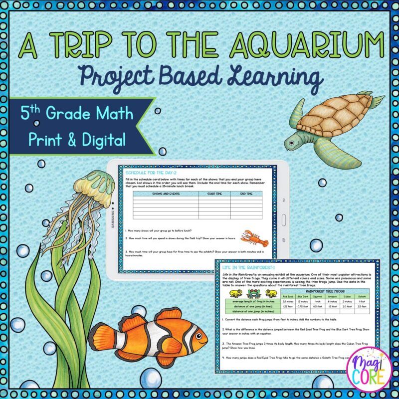 Trip to the Aquarium Project Based Learning - 5th Grade Math - Print & Digital