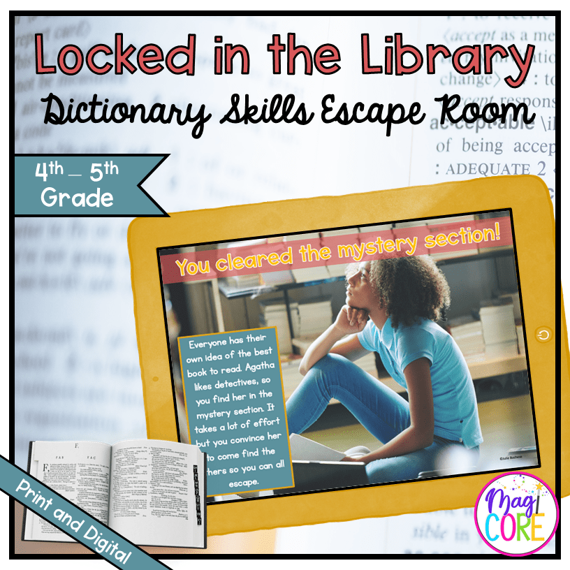 Locked in the Library Dictionary Escape Room - 4th & 5th Grade-Digital & Print