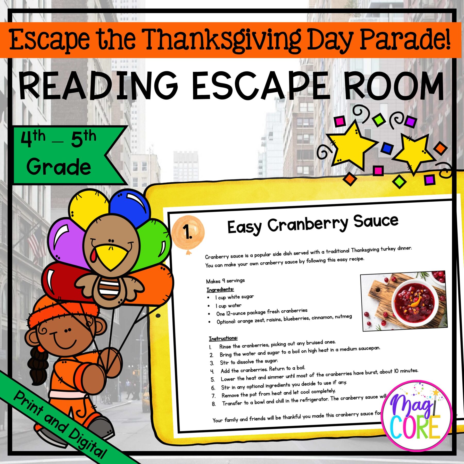 ELA Thanksgiving Day Parade Escape Room - 4th & 5th Grade - Digital & Print