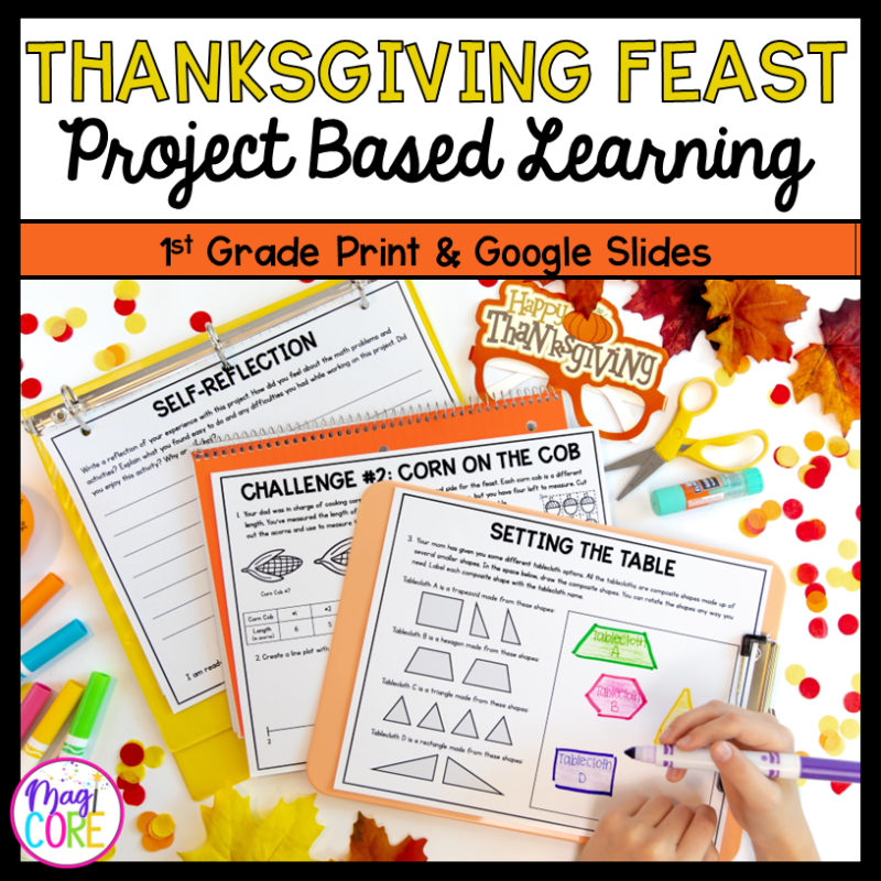 Thanksgiving Feast Project Based Learning - 1st Grade Math - Print & Digital