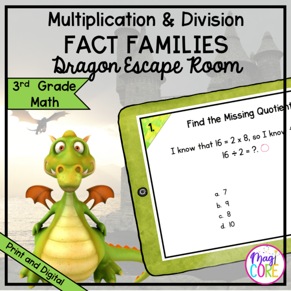 Multiplication & Division Dragon Math Escape Room & Webscape™ - 3rd Grade