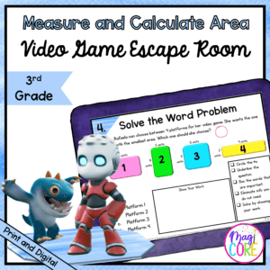 Measure & Calculate Area Video Game Escape Room & Webscape™ - 3rd Grade
