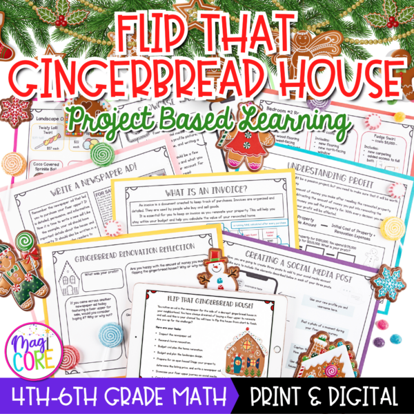 Gingerbread House Project Based Learning - 4th-6th Grade - Print & Digital
