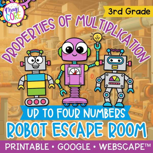 Properties of Multiplication Robot Math Escape Room & Webscape™ - 3rd Grade