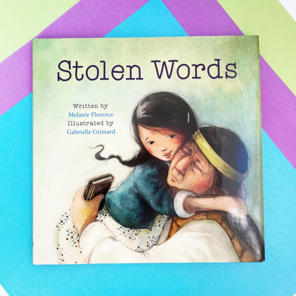 Stolen Words book showing native american picture book recommdendation with woman and child on cover