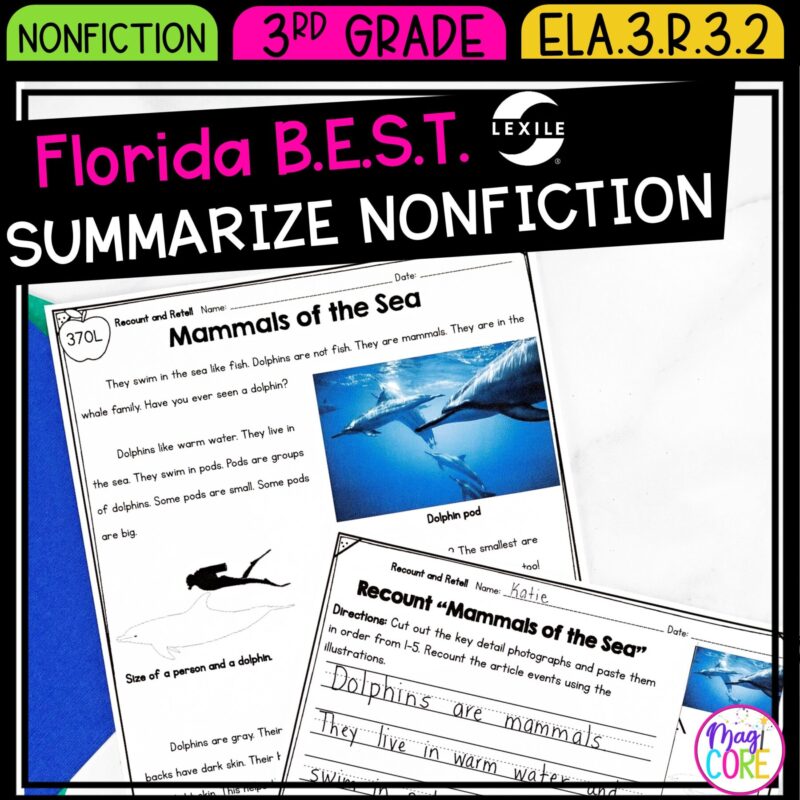 Summarize Nonfiction - 2nd & 3rd Grade Florida BEST Standards - ELA.3.R.3.2