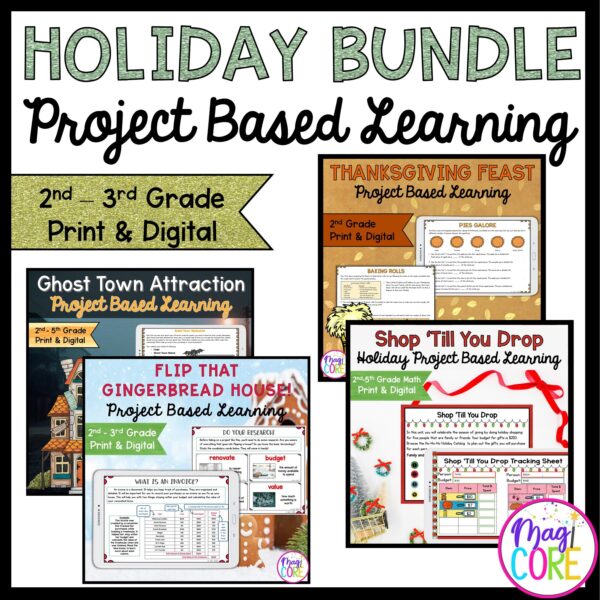 Holiday Project Based Learning Growing Bundle - 2nd-3rd Grade - Digital & Print