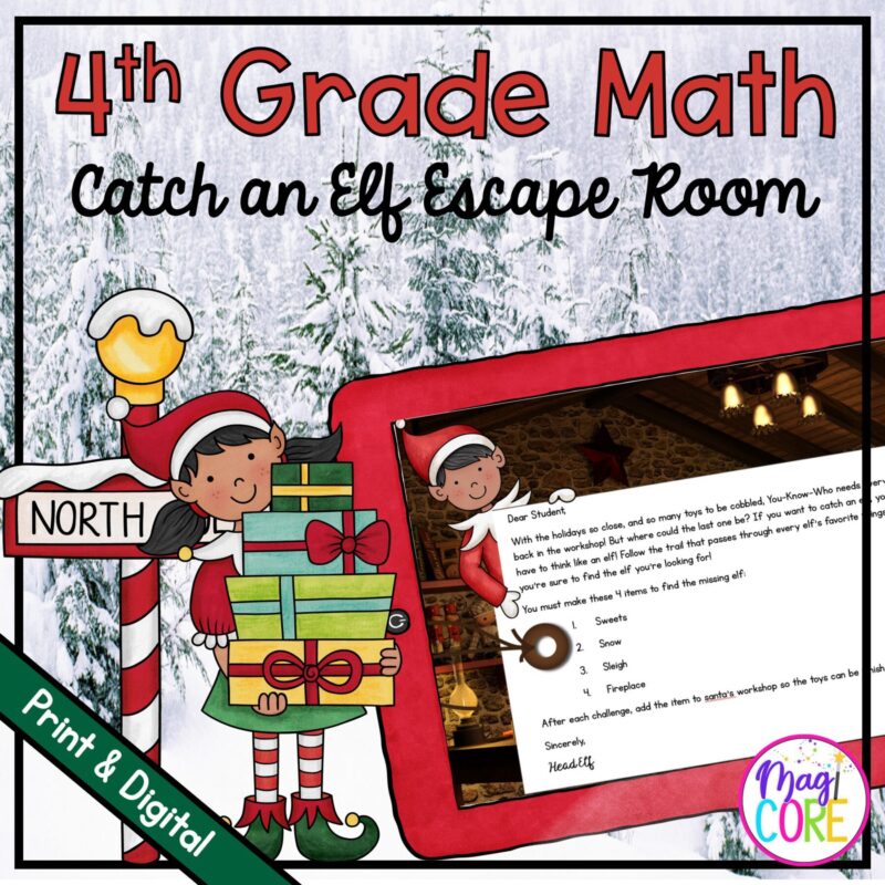 4th Grade Math Catch an Elf Escape Room & Webscape™