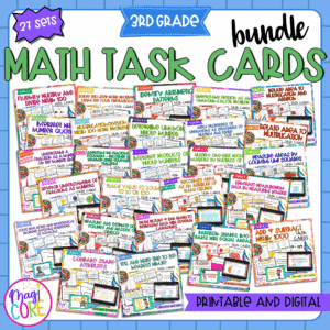 3rd Grade Math Task Cards Bundle - Print & Digital All CCSS