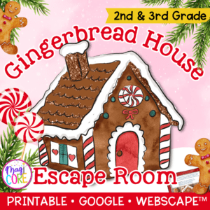 Gingerbread Reading Comprehension Christmas Escape Room & Webscape 2nd 3rd Grade