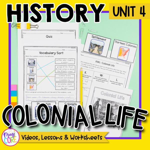 History Unit 4: Colonial Life Social Studies Lessons