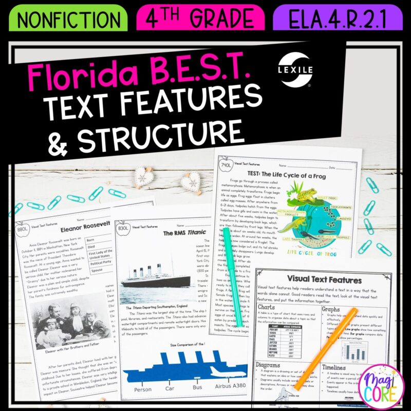 Text Features & Structure - 4th Grade Florida BEST Standards - ELA.4.R.2.1