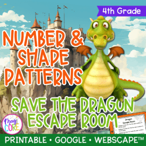 Number & Shape Patterns Dragon Math Escape Room & Webscape™ - 4th Grade
