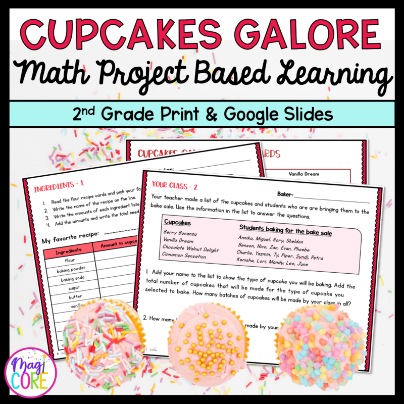 Cupcakes Galore Project Based Learning - 2nd Grade Math - Printable & Digital