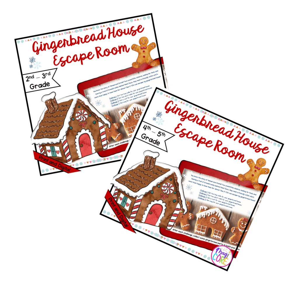 Gingerbread House Escape Room Activity for Elementary School holiday break Gingerbread Day