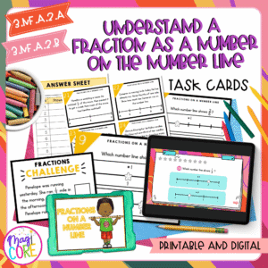 Fractions on a Number Line - 3rd Grade Math Task Cards - 3.NF.A.2