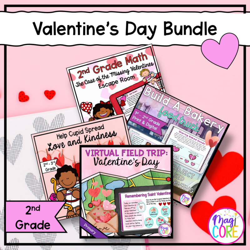 Valentine's Day Bundle - 2nd Grade - Escape Rooms, VFT, & PBL