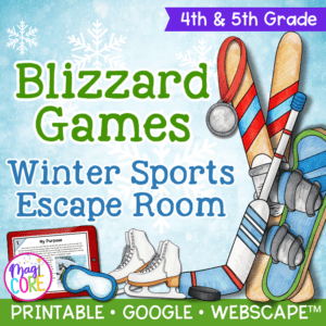 Winter Sports Reading Comprehension Escape Room & Webscape 4th 5th Grade Passage
