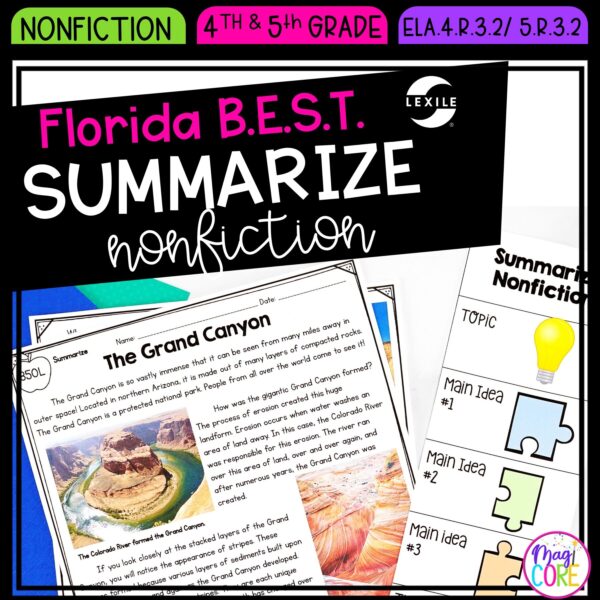 Summarize Nonfiction - 4th & 5th Florida BEST Standards - ELA.4.R.3.2 / 5.R.3.2