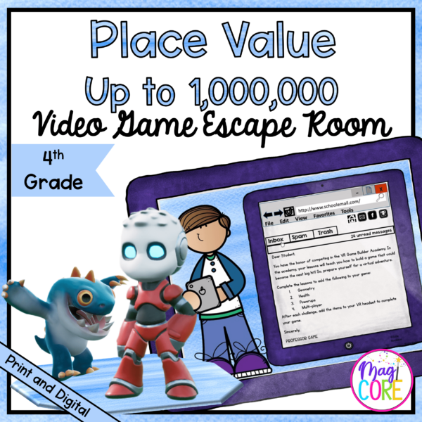 Place Value Math Video Game Escape Room & Webscape™ - 4th Grade