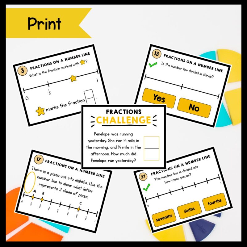 Fractions on a Number Line - 3rd Math Task Cards - 3.NF.A.2 | Magicore