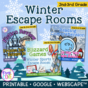 Winter Escape Room & Webscape Bundle 2nd 3rd Grade Digital Printable Activities