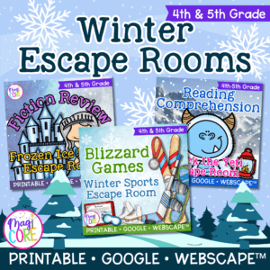 Winter Escape Room & Webscape Bundle 4th 5th Grade Digital Printable Activities
