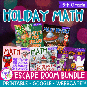 Holiday Math Escape Room Bundle 5th Grade Printable Digital Christmas Activities