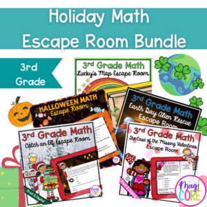 Holiday Math Escape Room GROWING Bundle - 3rd Grade - Printable & Digital