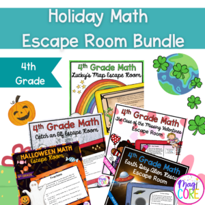 Holiday Math Escape Room GROWING Bundle - 4th Grade - Printable & Digital