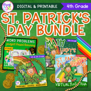 St. Patrick's Day Bundle - 4th Grade - Escape Rooms, VFT, & PBL