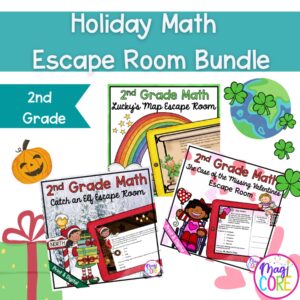 Holiday Math Escape Room GROWING Bundle - 2nd Grade - Printable & Digital