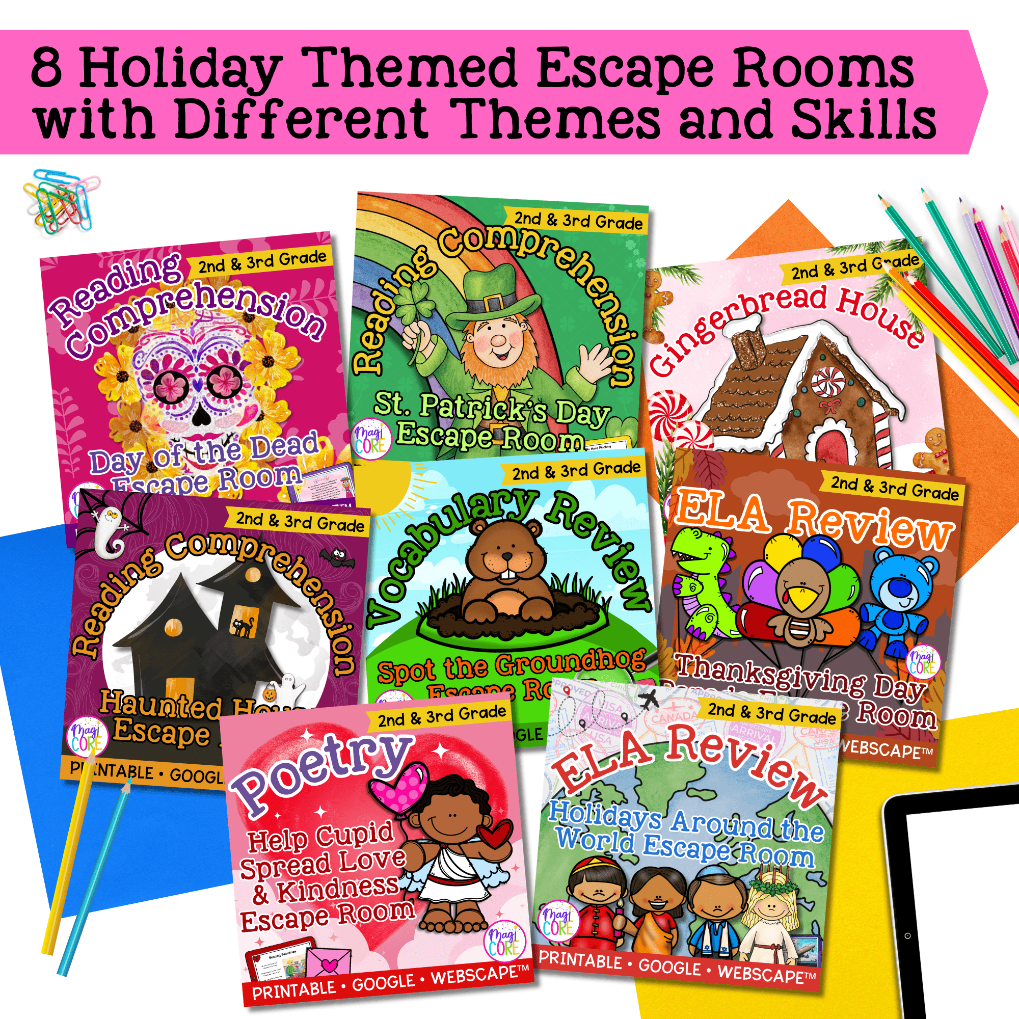 Holiday Reading Escape Room Bundle 2nd 3rd Grade Christmas Activities ELA Review - Image 2
