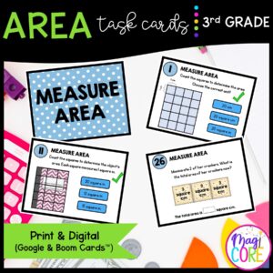Measure Areas - 3rd Grade Math Task Cards - Print & Digital - 3.MD.C.6