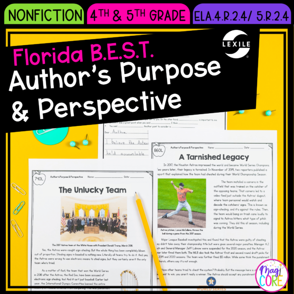 Author's Purpose - 4th & 5th Florida BEST Standards - ELA.4.R.2.3 / 5.R.2.3