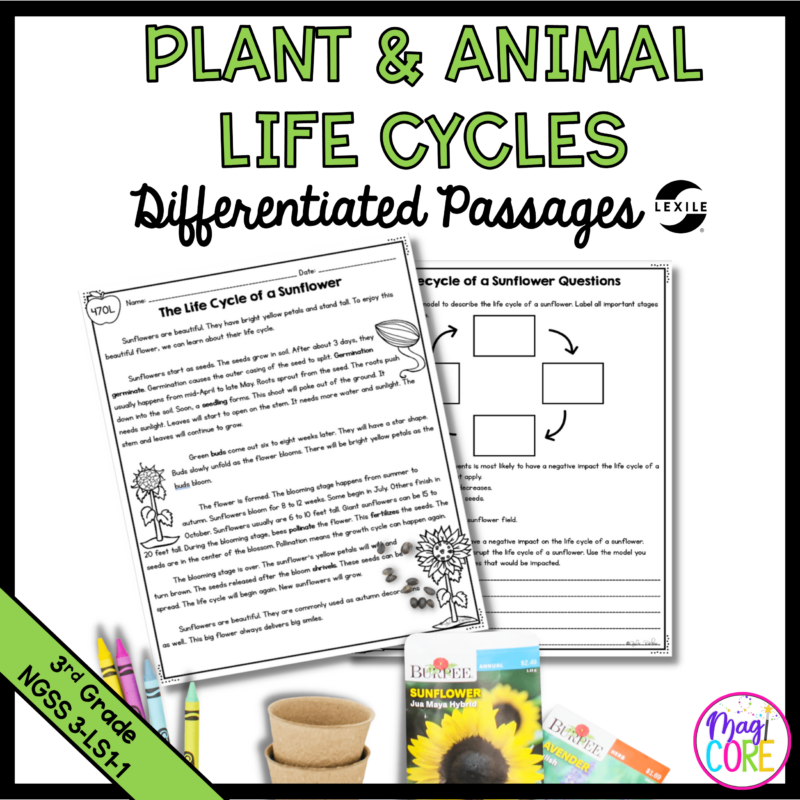 Science Passages: Plant and Animal Life Cycles - 3-LS1-1