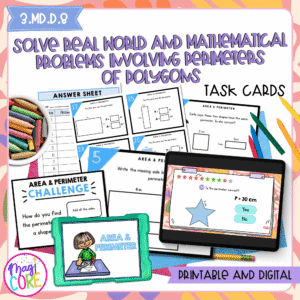 Area and Perimeter Shapes - 3rd Grade Math Task Cards 3.MD.D.8
