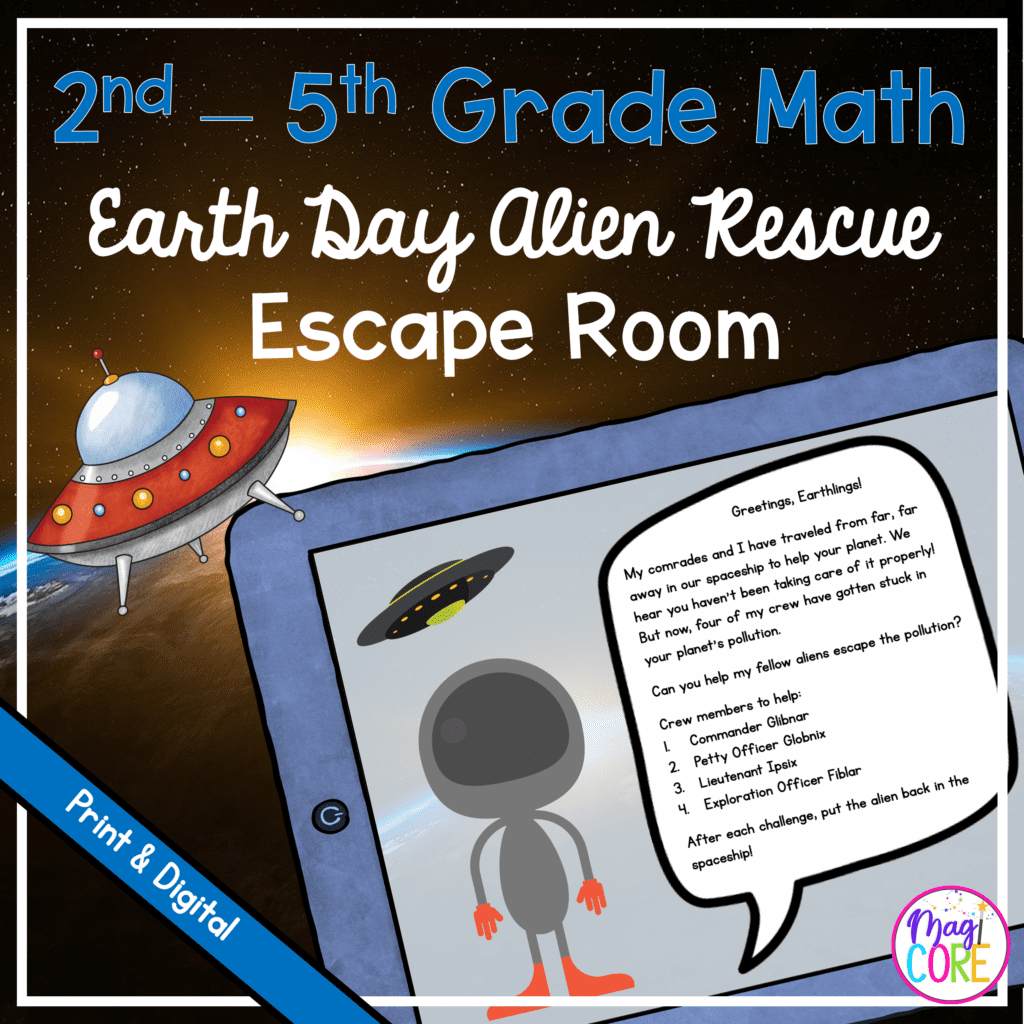 2nd - 5th grade alien earth day rescue escape room teaching resource cover