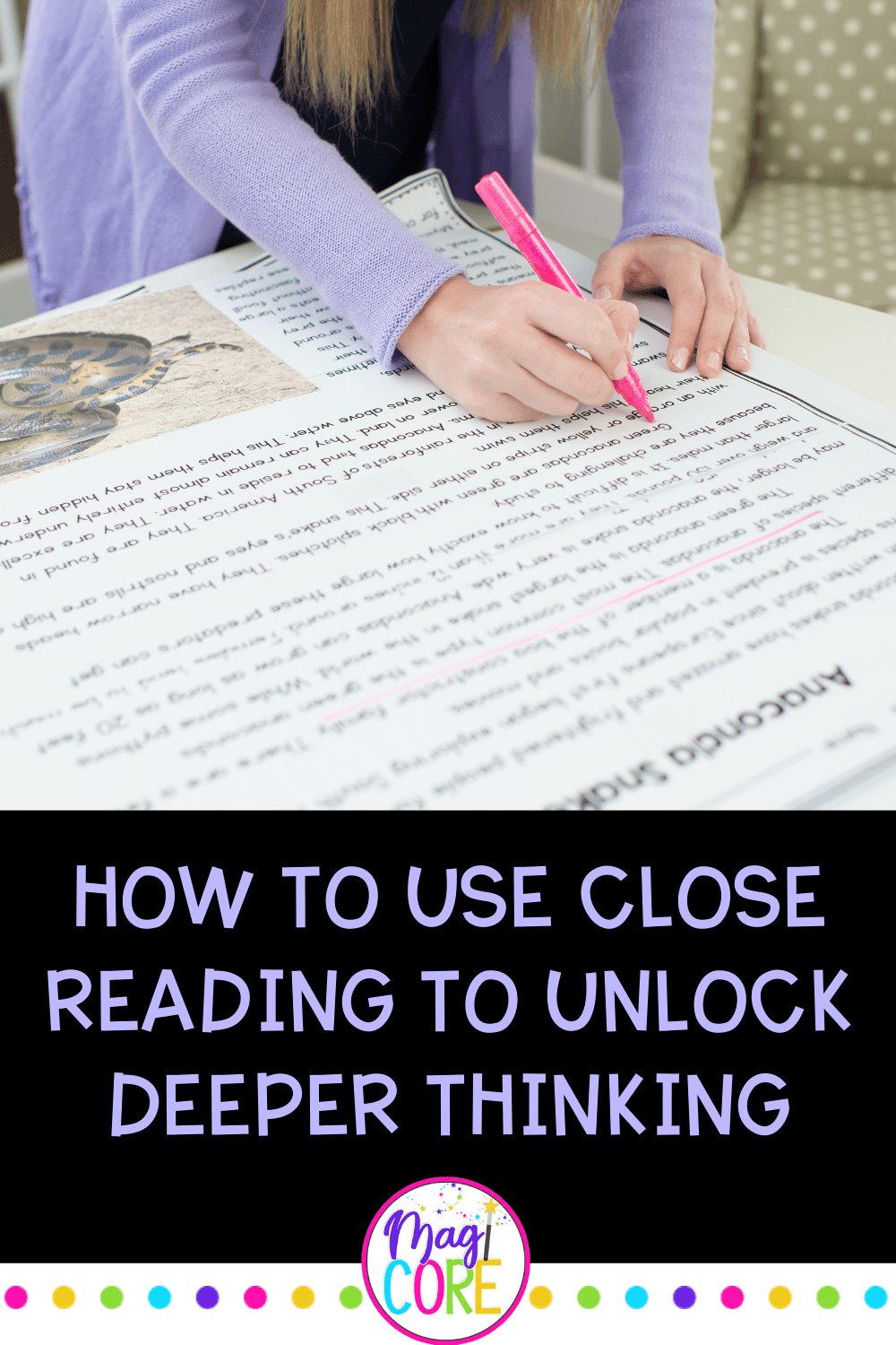 How ot Use Close REading to Unlock Deeper Thinking Blog Pin Cover