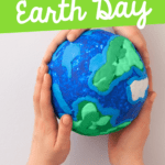 six ideas for earth day pin showing clay model of earth with hands