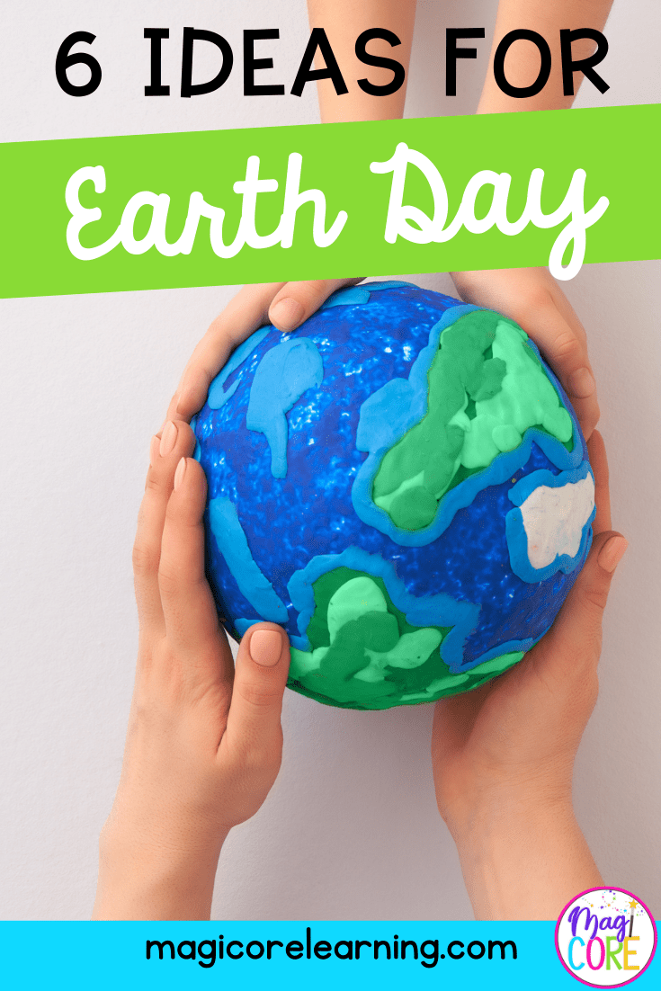 six ideas for earth day pin showing clay model of earth with hands