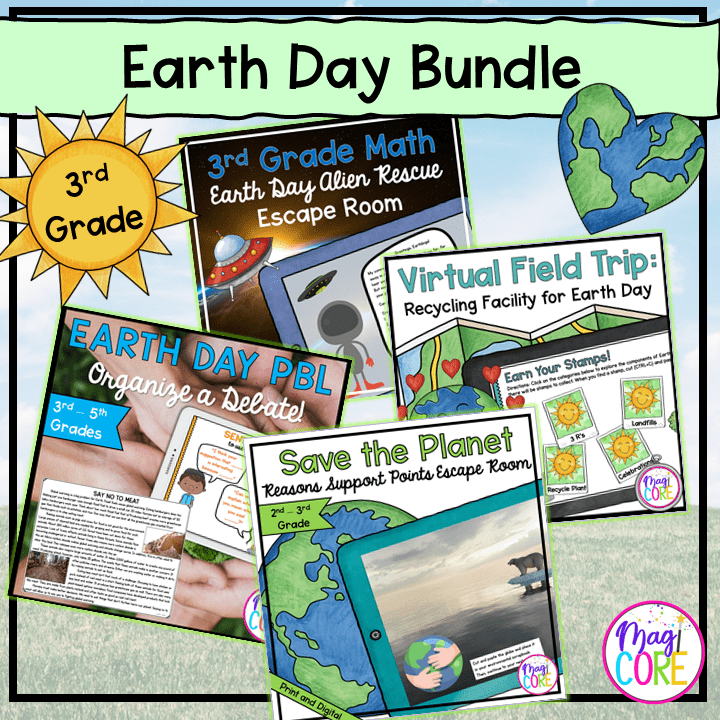 Earth Day Fun Bundle 3rd Grade - Escape Rooms, Virtual Field Trip, PBL